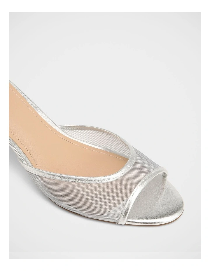 Gem Mesh Textile Sandals in Silver image 3