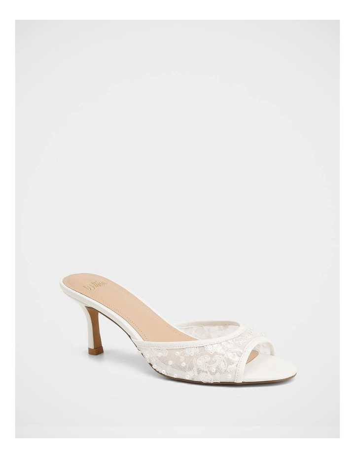 Gem Lace and Pearl Textile Sandal in White image 2