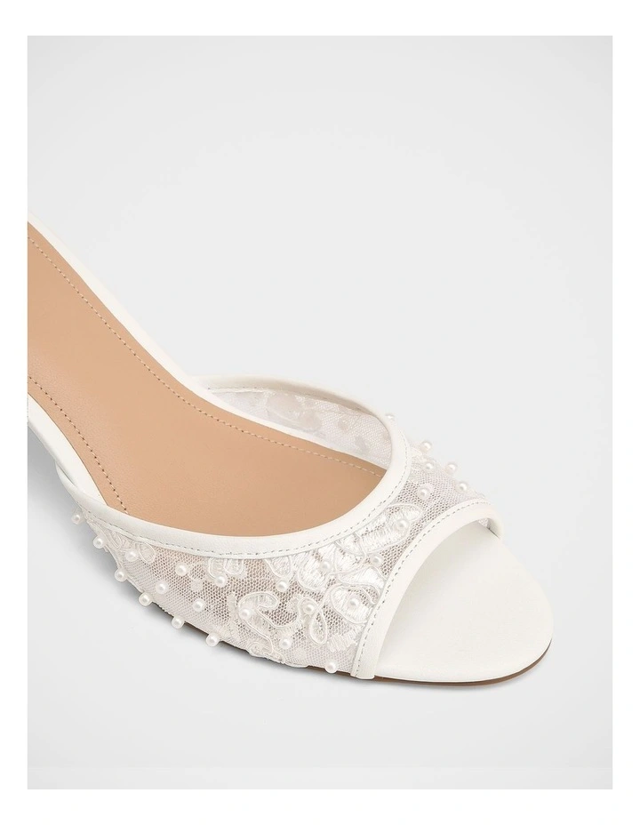 Gem Lace and Pearl Textile Sandal in White image 3