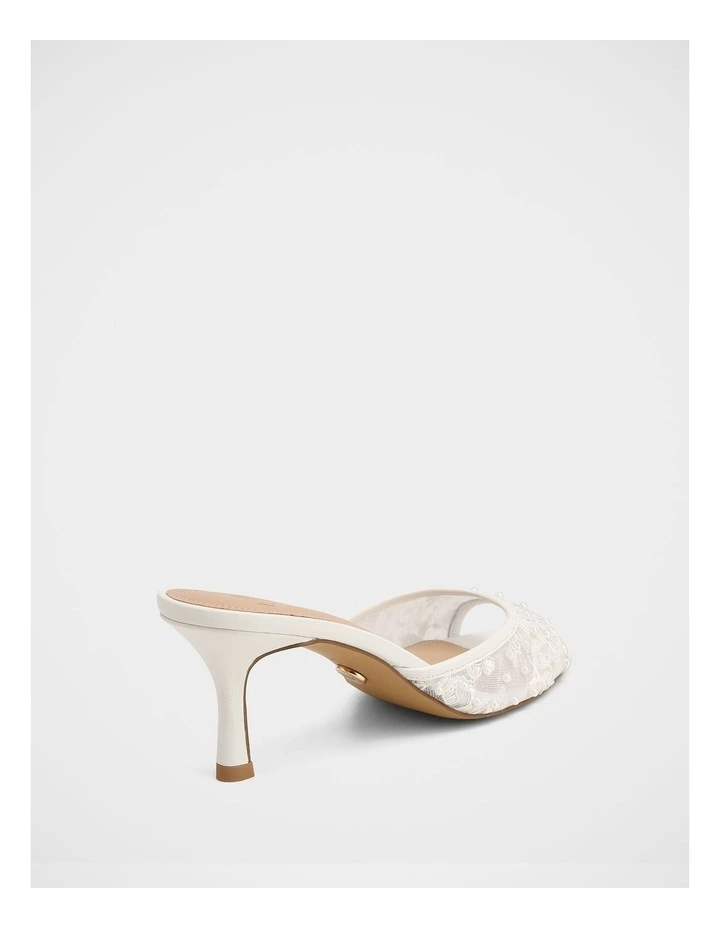 Gem Lace and Pearl Textile Sandal in White image 4