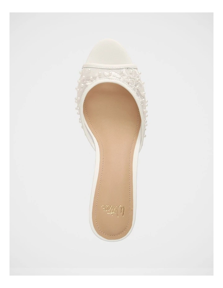 Gem Lace and Pearl Textile Sandal in White image 5