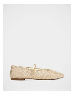 Dreamy Mesh Textile Mary Janes in Gold