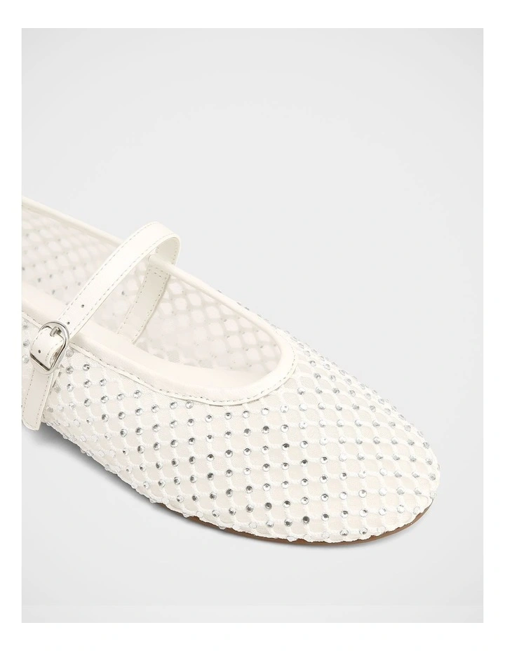 Dreamy Mesh Textile Mary Janes in White image 3