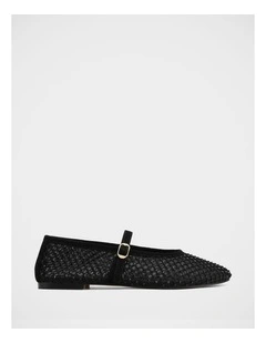 Dreamy Mesh Textile Mary Janes in Black