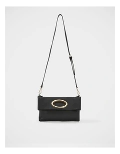 Cecily Leather Clutch Bag in Black