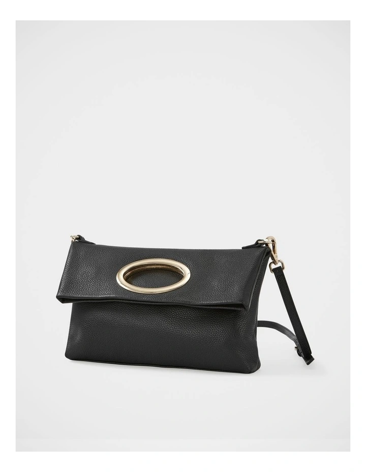Cecily Leather Clutch Bag in Black image 2
