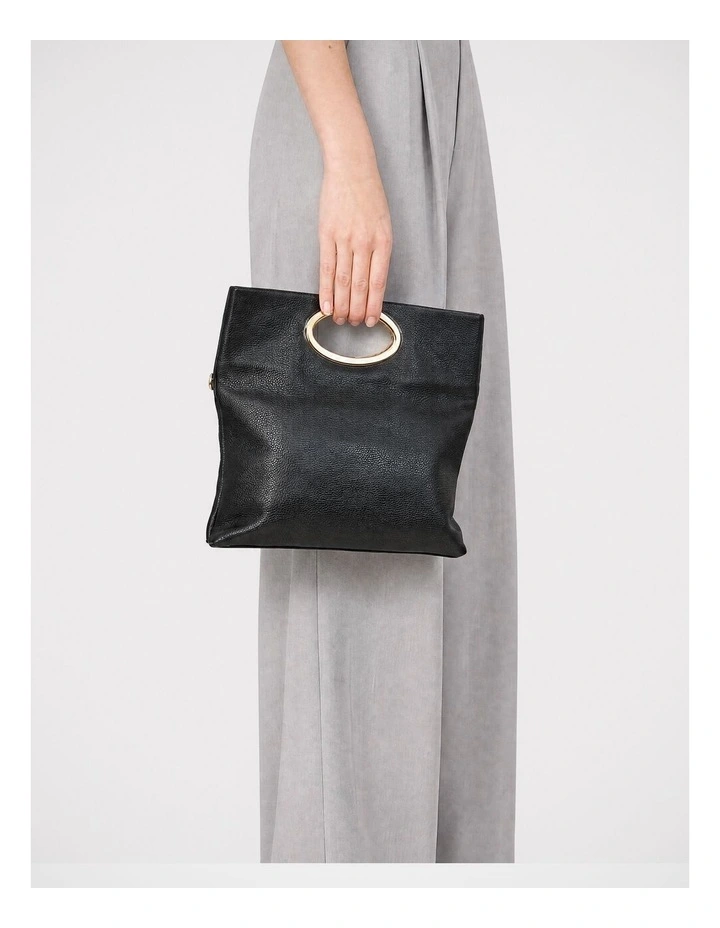Cecily Leather Clutch Bag in Black image 4