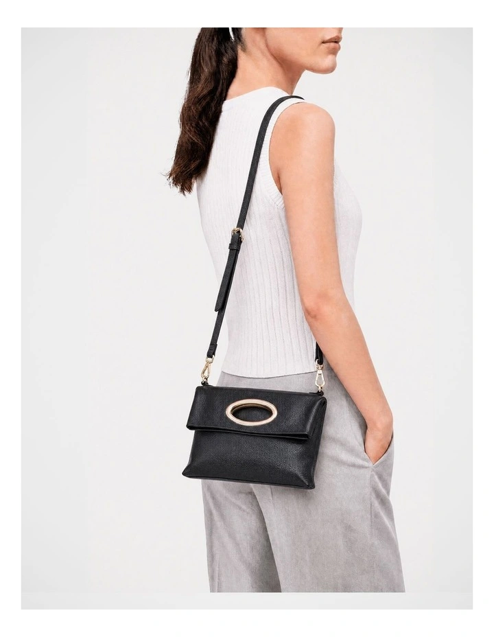 Cecily Leather Clutch Bag in Black image 5