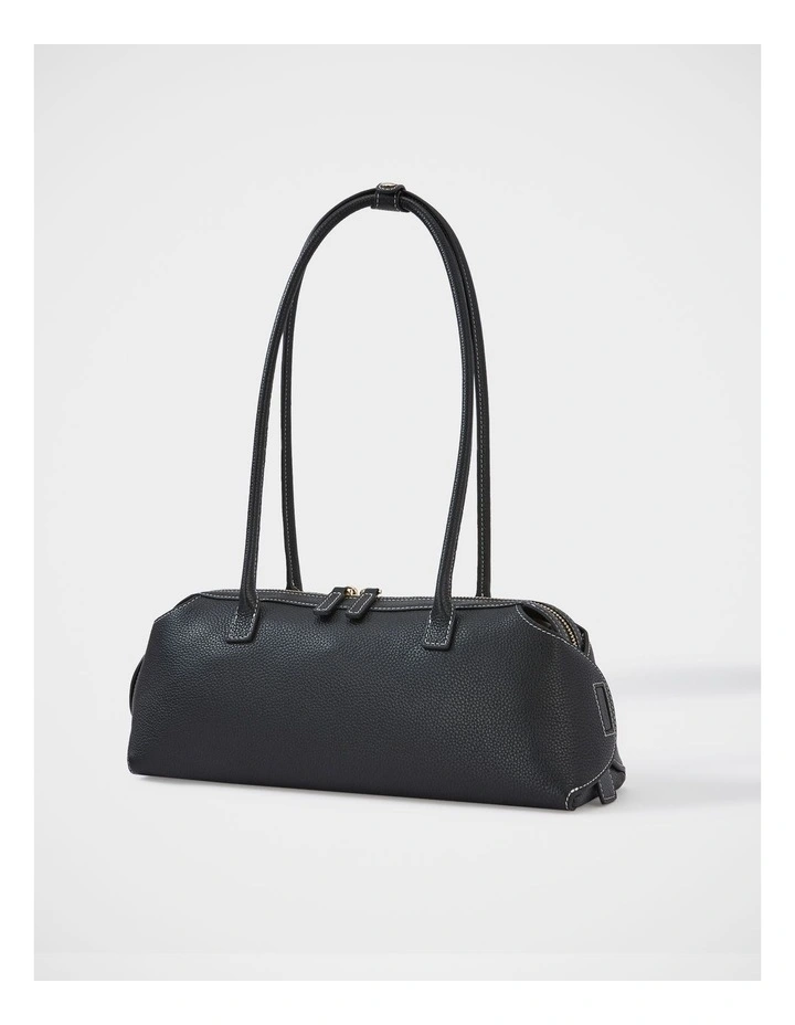 Niko Leather Shoulder Bag in Black image 2