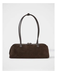 Niko Suede/ Leather Shoulder Bag in Espresso