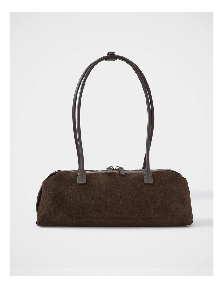 Niko Suede/ Leather Shoulder Bag in Espresso image 1