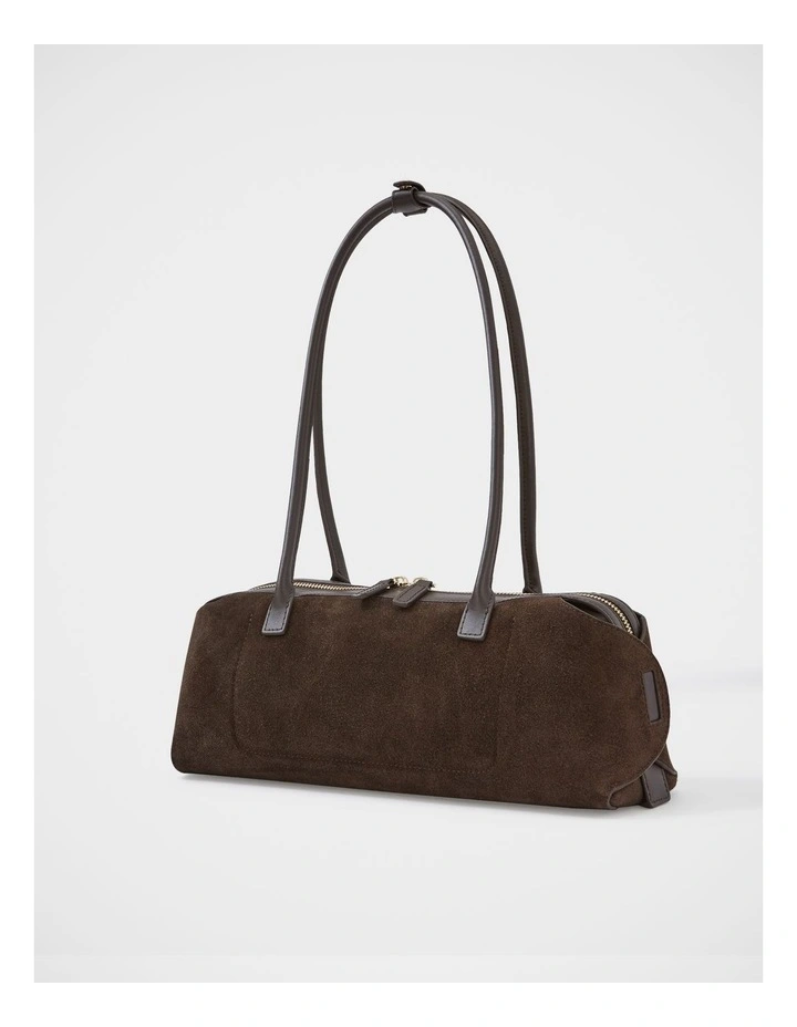 Niko Suede/ Leather Shoulder Bag in Espresso image 2