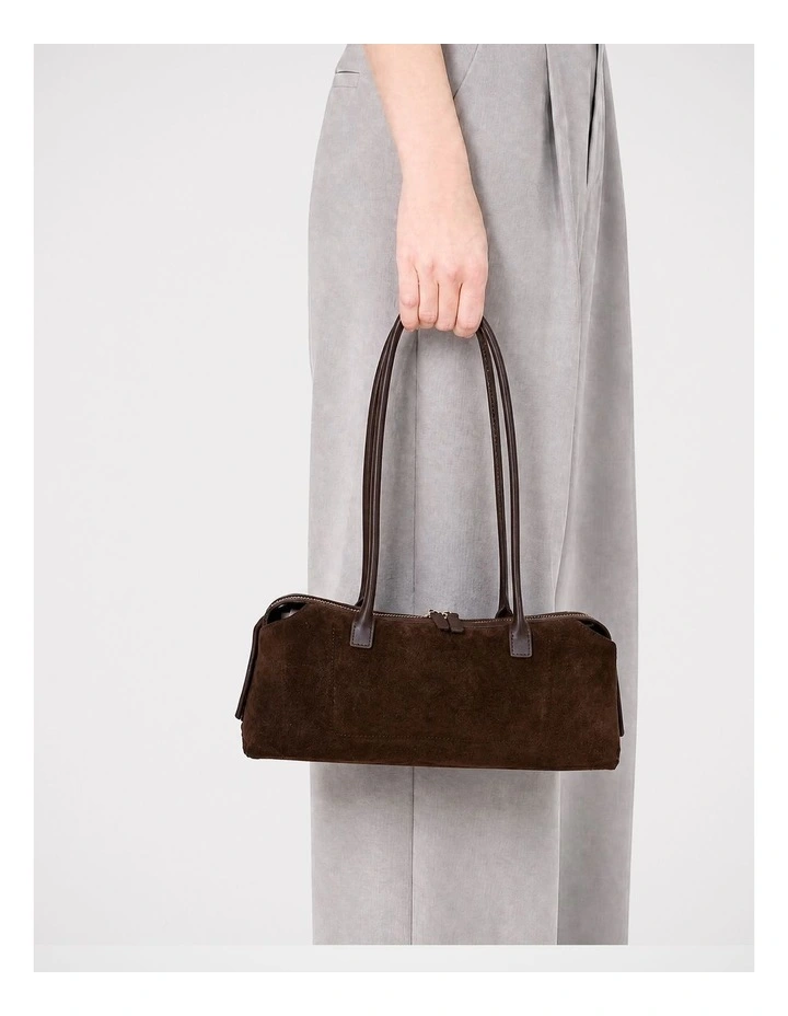 Niko Suede/ Leather Shoulder Bag in Espresso image 3