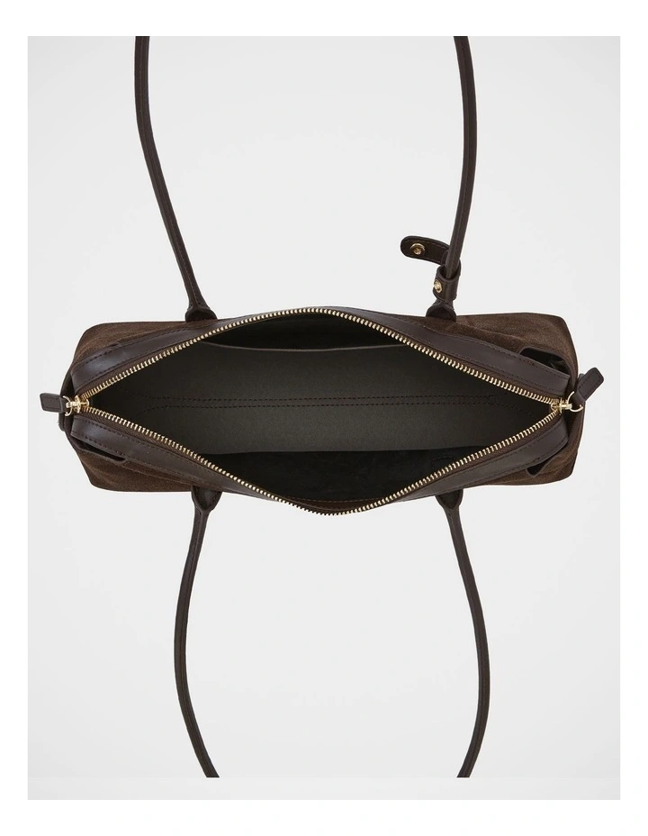 Niko Suede/ Leather Shoulder Bag in Espresso image 5