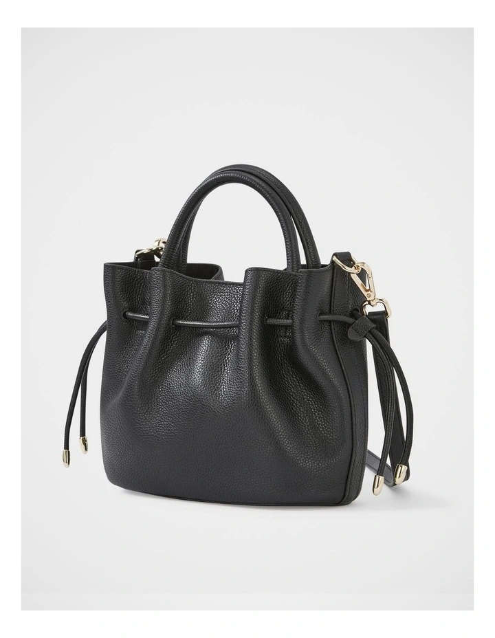 Lea Leather Cross Body Bag in Black image 2
