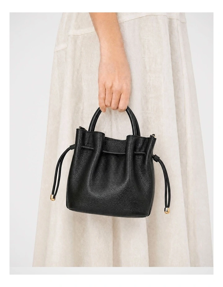 Lea Leather Cross Body Bag in Black image 3