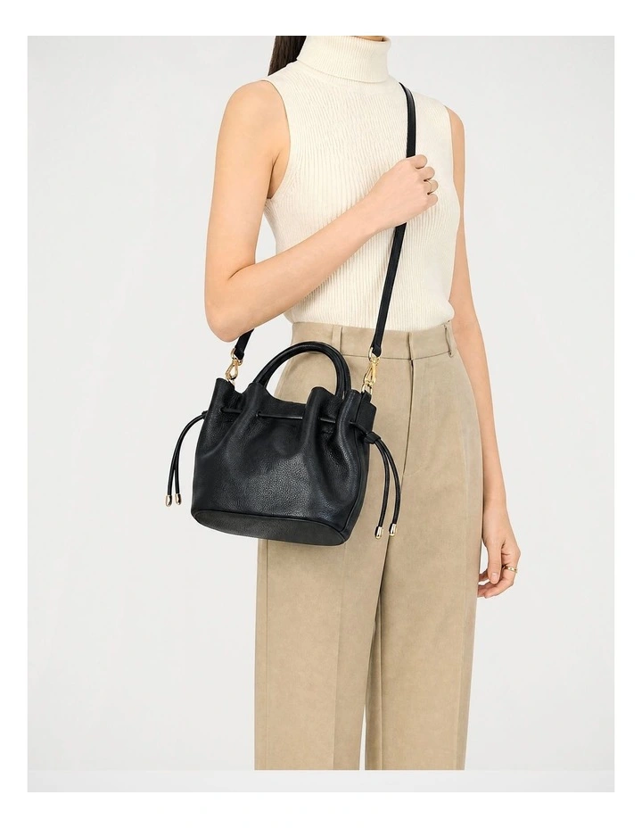 Lea Leather Cross Body Bag in Black image 4