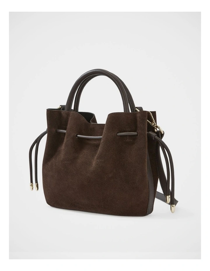 Lea Suede/Leather Cross Body Bag in Espresso image 2