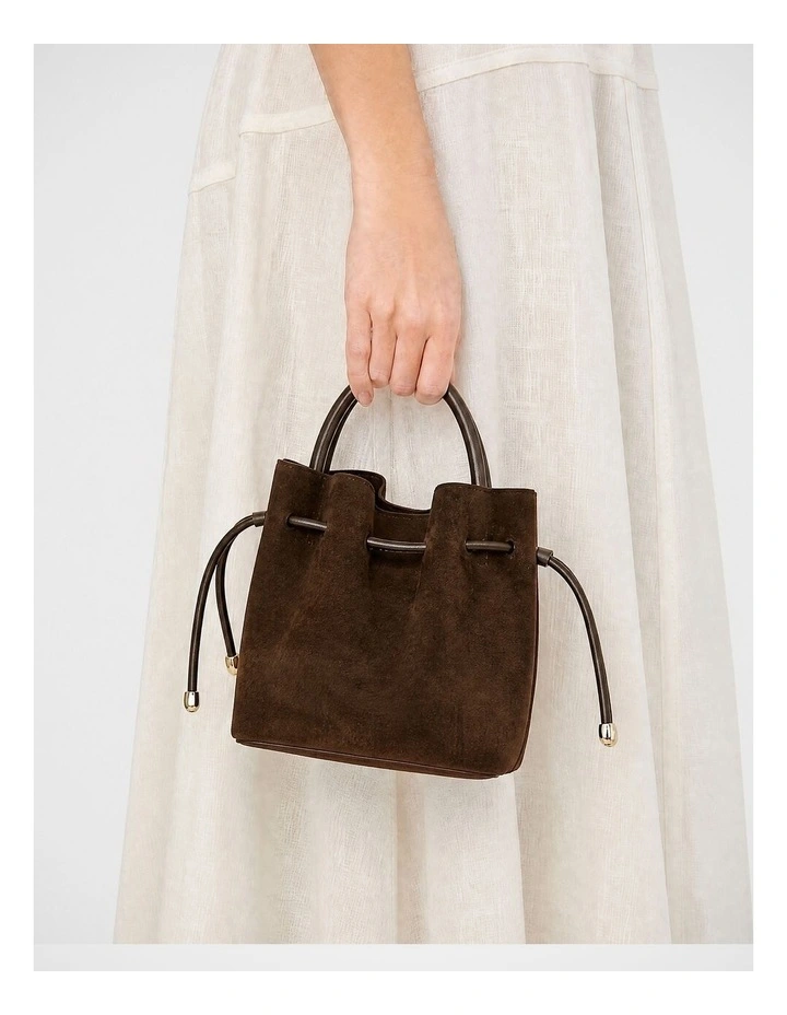 Lea Suede/Leather Cross Body Bag in Espresso image 3