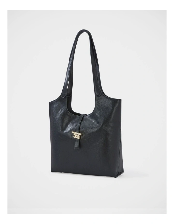 June Leather Shoulder Bag in Black image 2