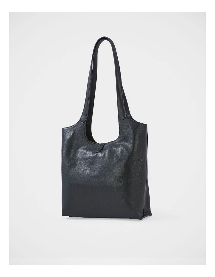 June Leather Shoulder Bag in Black image 3