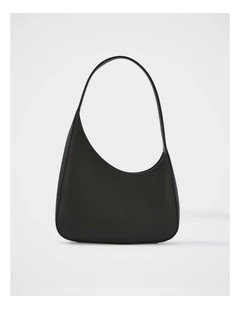 Isra Leather Shoulder Bag in Black
