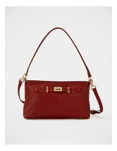 Maxy Leather Shoulder Bag in Dark Red