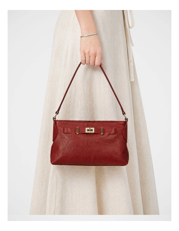 Maxy Leather Shoulder Bag in Dark Red image 4