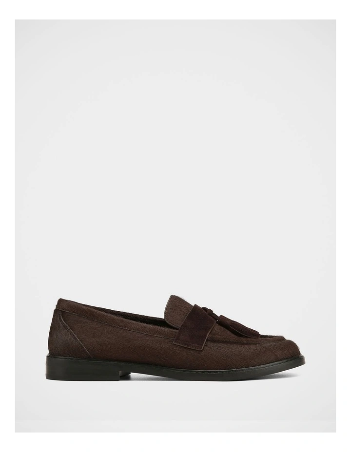 Evelyn Textured Leather Loafers in Chocolate image 1