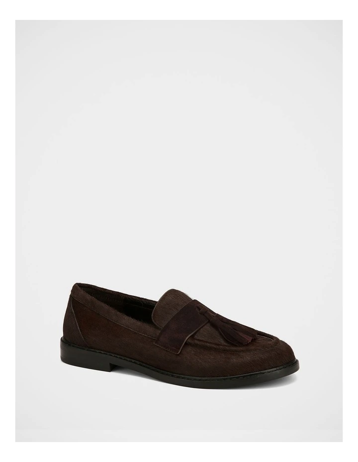 Evelyn Textured Leather Loafers in Chocolate image 2