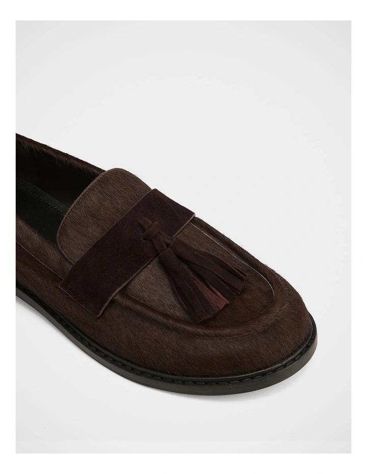 Evelyn Textured Leather Loafers in Chocolate image 3