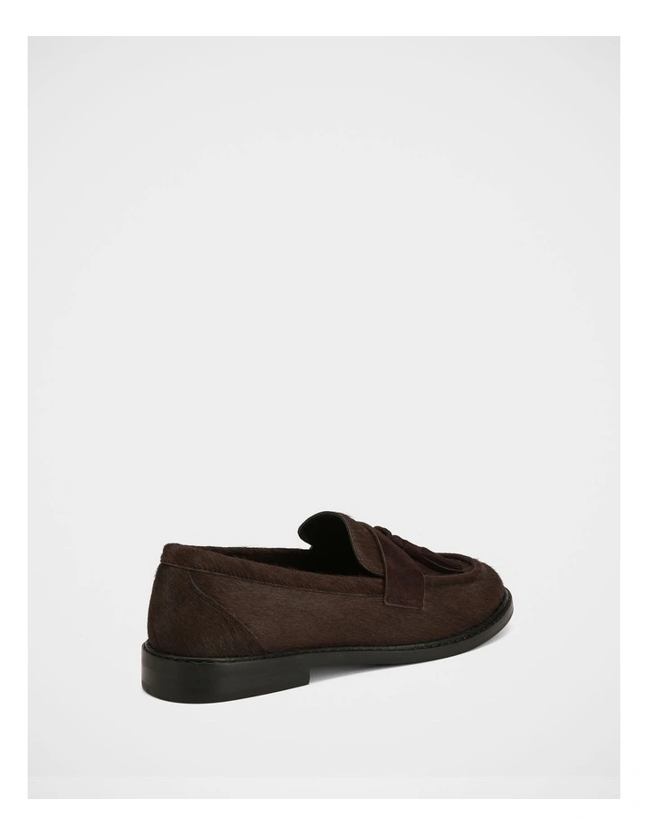 Evelyn Textured Leather Loafers in Chocolate image 4