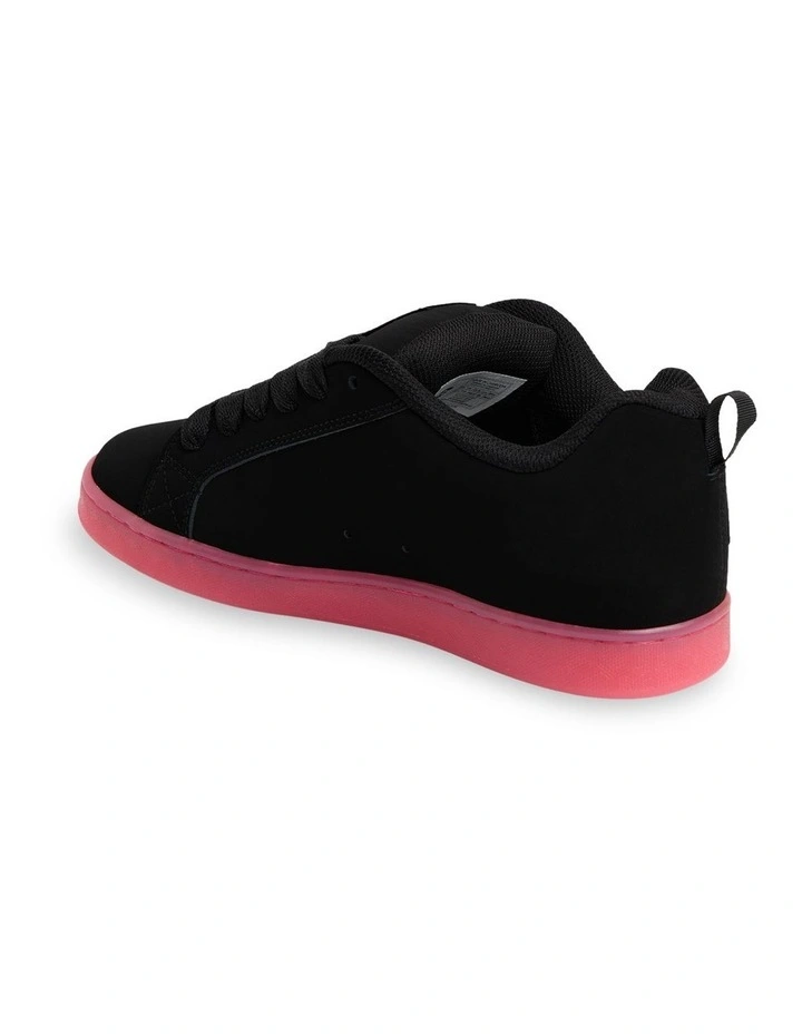 Court Graffik Skate Shoes in Black/Black/Pink image 2
