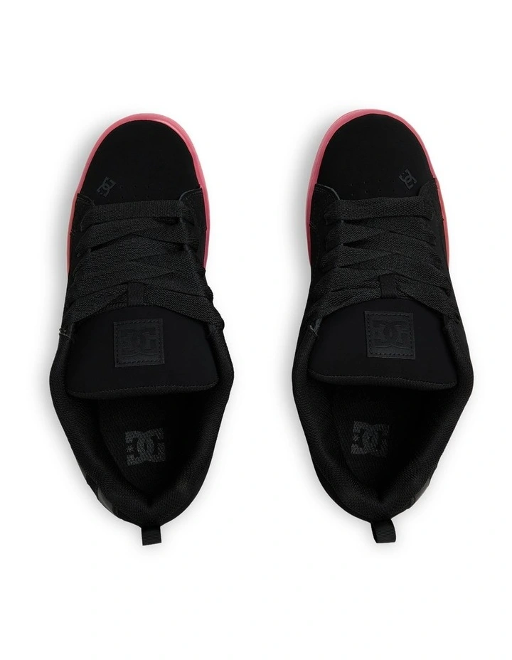 Court Graffik Skate Shoes in Black/Black/Pink image 3