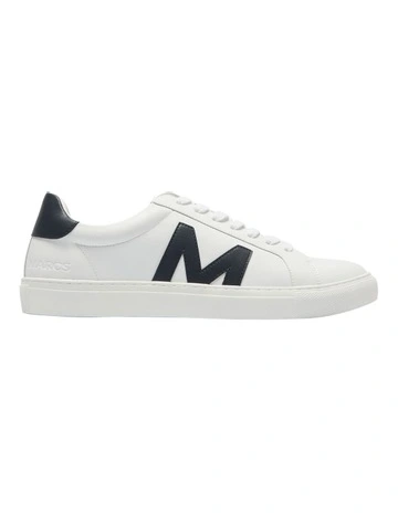 Varsity Leather Sneakers in White/Navy