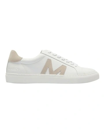 Varsity Leather Sneakers in White/Natural