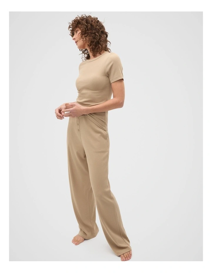 Short Sleeve and Wide Leg Pant PJ Set in Rye image 1
