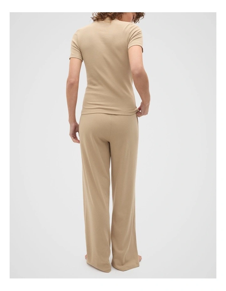 Short Sleeve and Wide Leg Pant PJ Set in Rye image 2