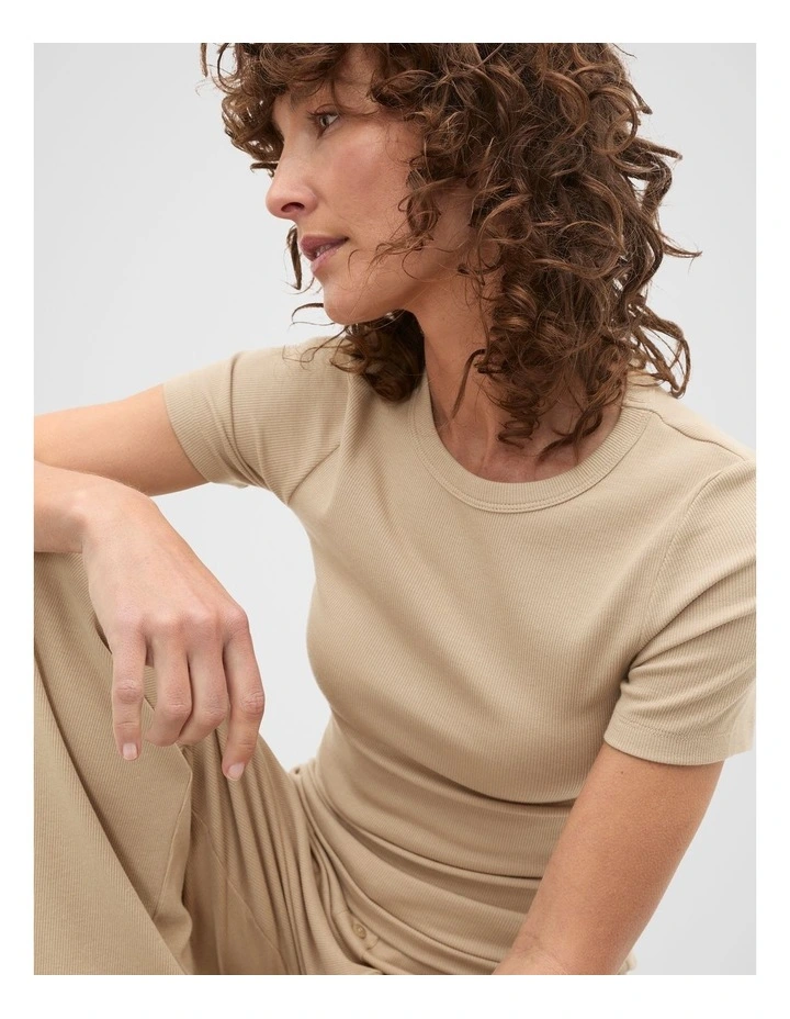 Short Sleeve and Wide Leg Pant PJ Set in Rye image 4