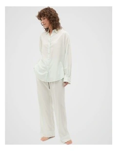 Oversized Voile Long Sleeve and Pant PJ Set in Mist