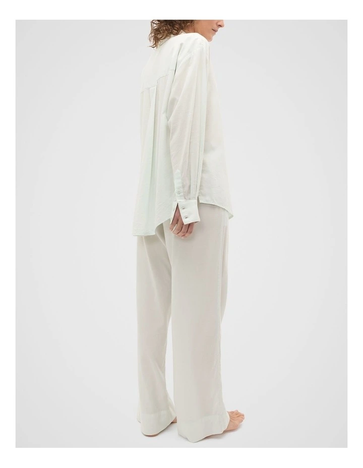 Oversized Voile Long Sleeve and Pant PJ Set in Mist image 2