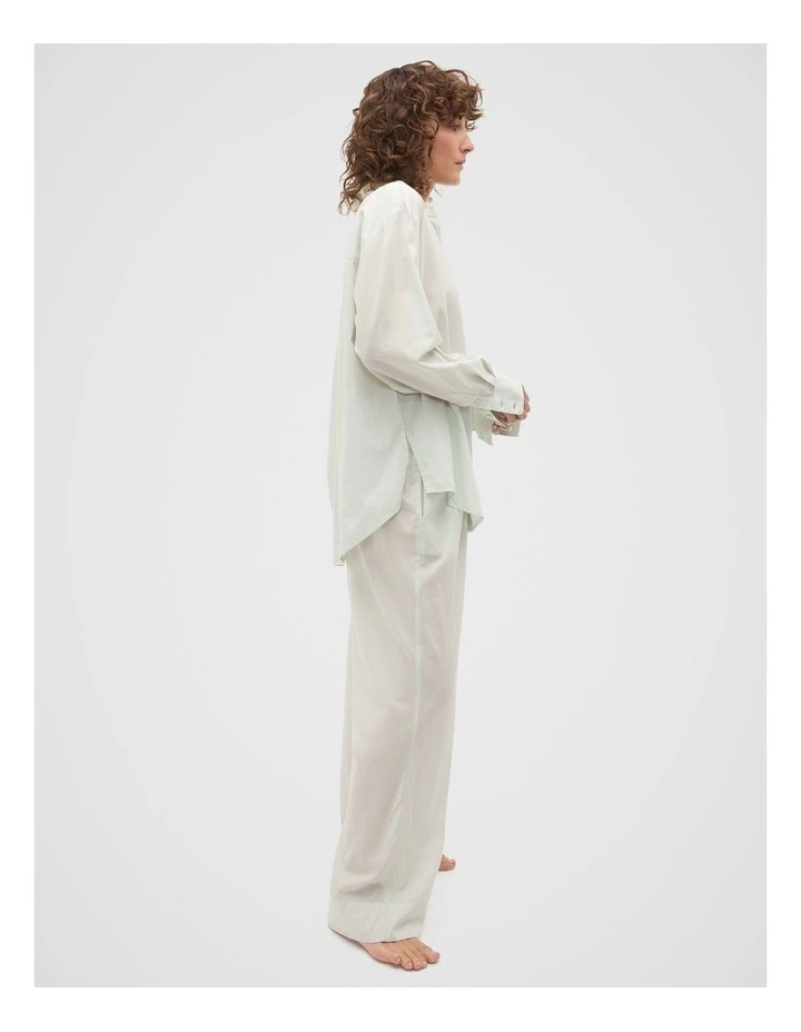 Oversized Voile Long Sleeve and Pant PJ Set in Mist image 3