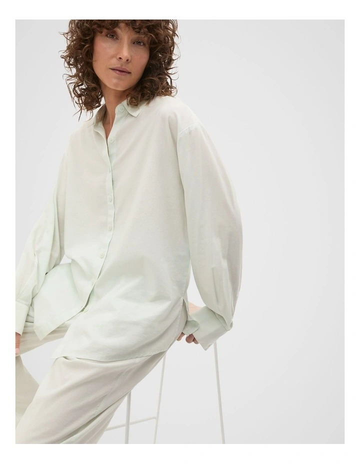 Oversized Voile Long Sleeve and Pant PJ Set in Mist image 4