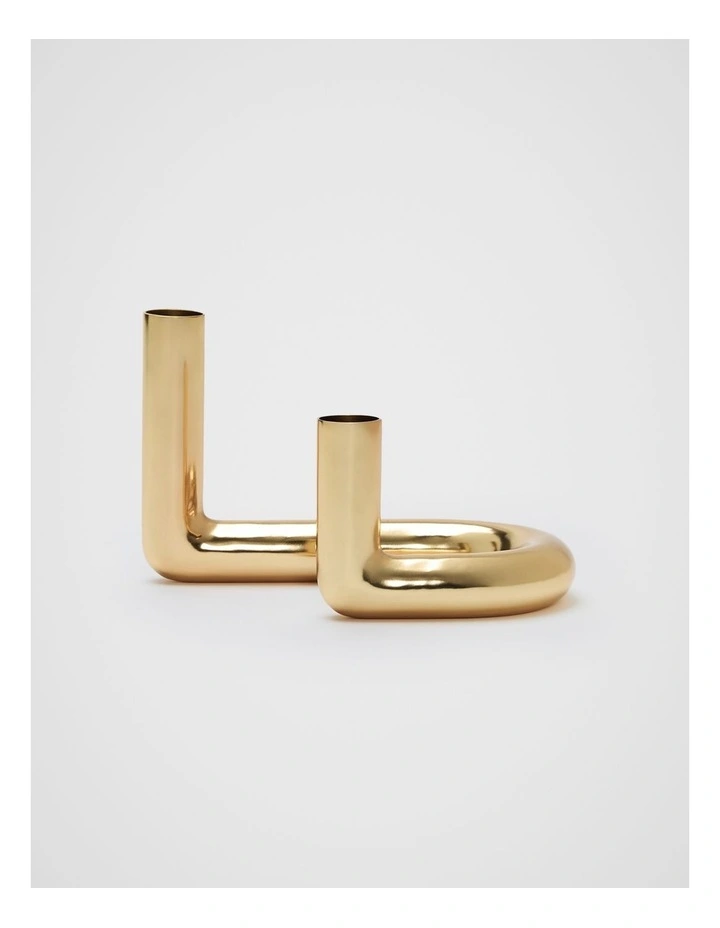 Jude Twin Candle Holder in Gold image 2