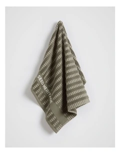 Textured Tea Towel in Olive Leaf