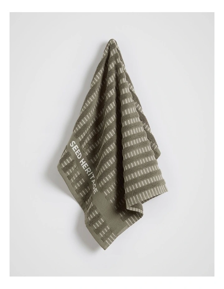 Textured Tea Towel in Olive Leaf image 1
