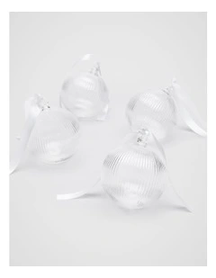 Glass Bauble Pack Of 4 in Clear
