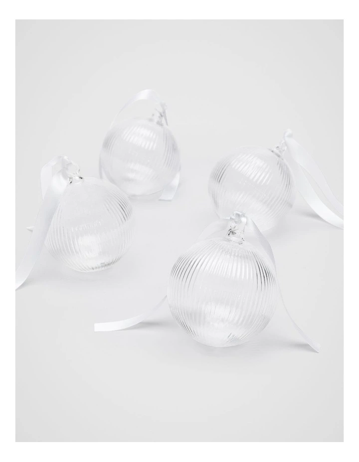 Glass Bauble Pack Of 4 in Clear image 1