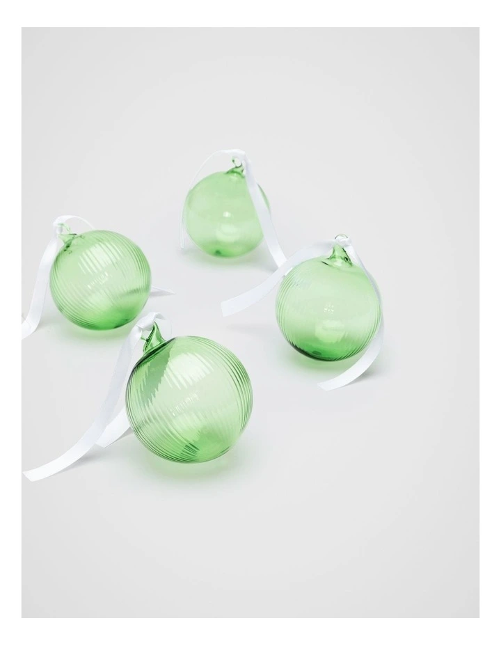 Glass Bauble Pack Of 4 in Green Apple image 1
