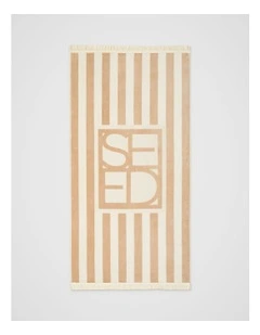Resort Logo Beach Towel in Ecru
